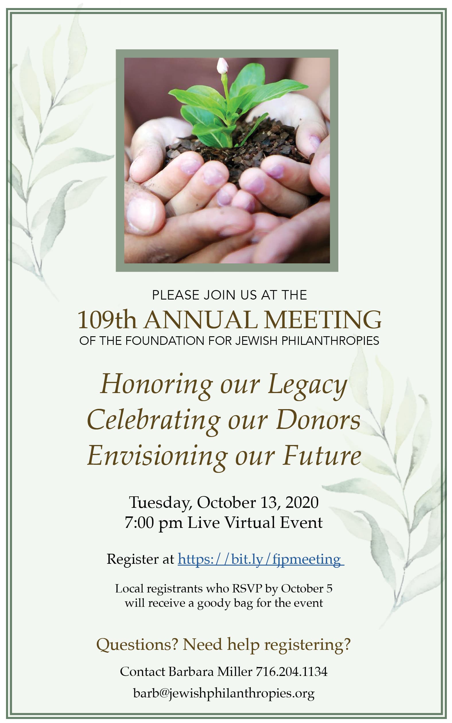 Remembering the past and looking to the future - FJP Annual Mtg 2020 Invitation