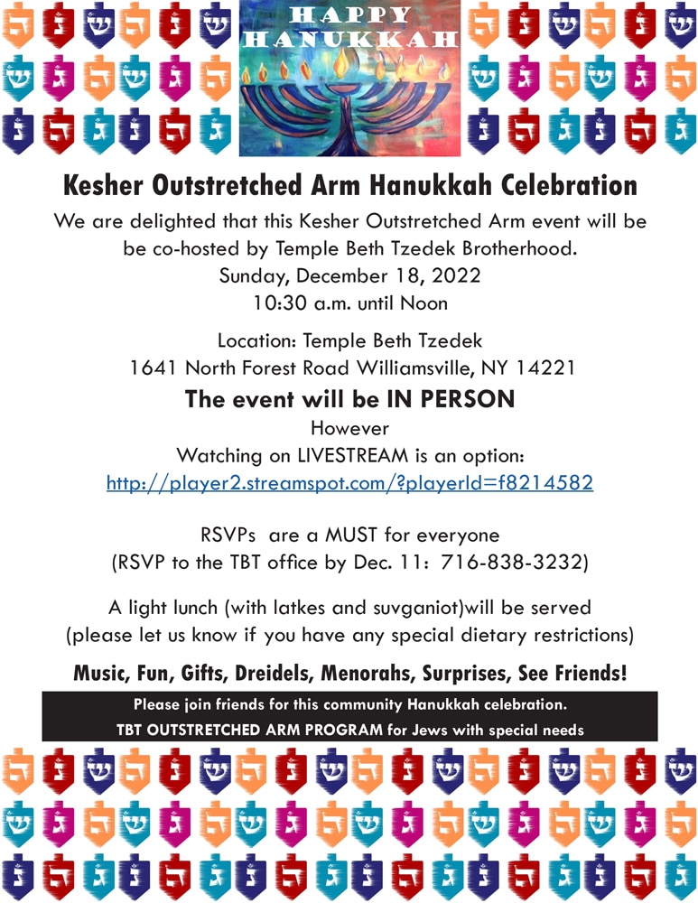 Kesher Outstretched Arm Hanukkah Celebration - OA hanukkah2022 E FLYER