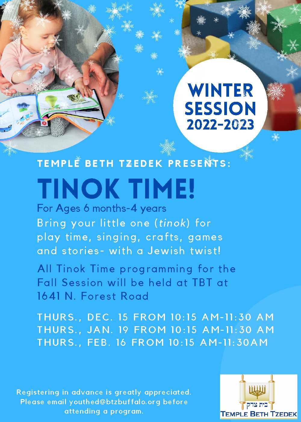 Temple Beth Tzedek - Tinok Time! - tinok winter 2022
