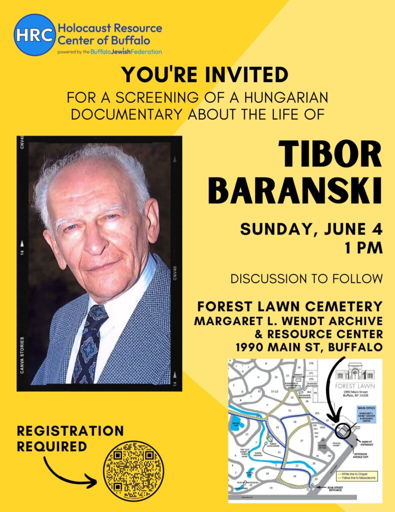 Life of Tibor Baranski: Film Screening & Panel discussion - HRC June 4 Baranski film screening flyer